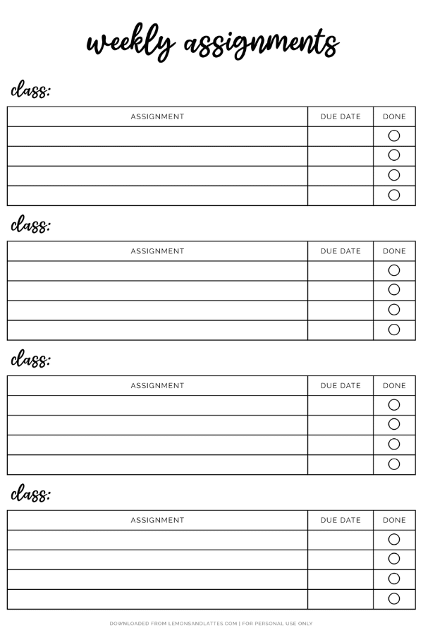 45 Free Printable Homework Planners to Help Students Get Organized