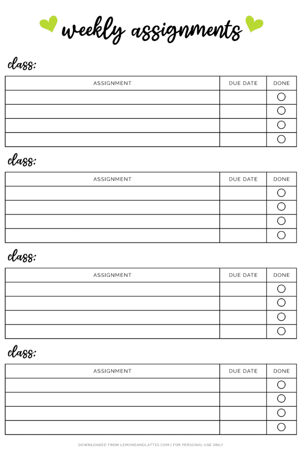 45 Free Printable Homework Planners to Help Students Get Organized