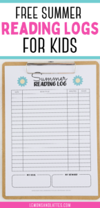 free summer reading logs for kids