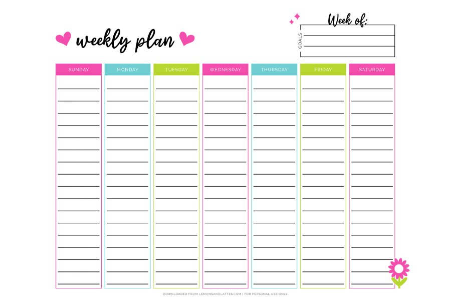 cute homework planner template