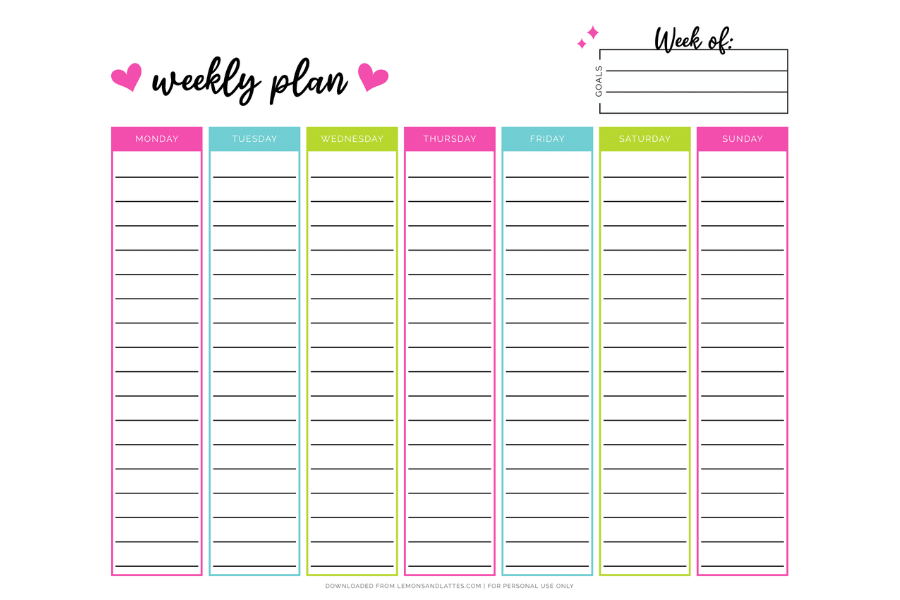 40 Free Girly and Cute Weekly Planner Printables to Get Organized