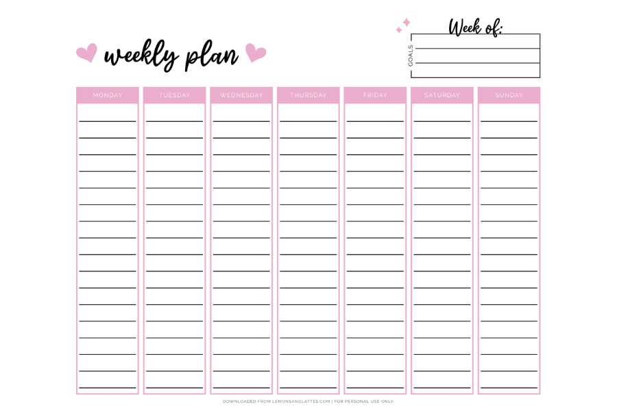 Cute Weekly Planner