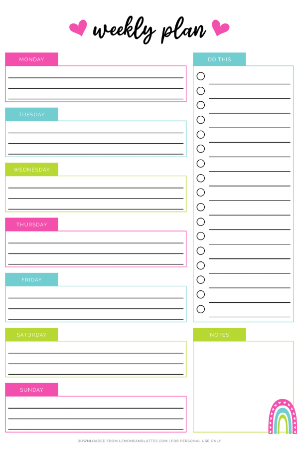 weekly planning printable