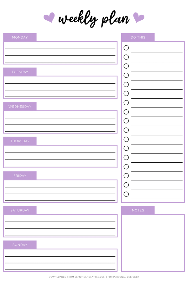 weekly planning printable