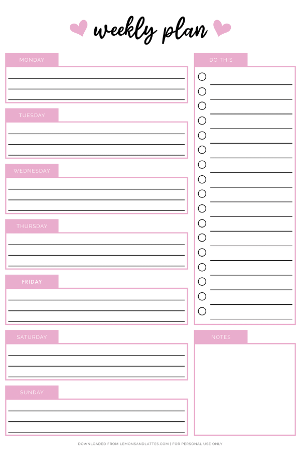 weekly planning printable