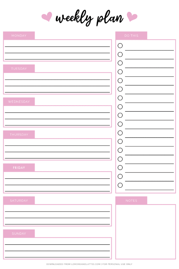 40 Free Girly and Cute Weekly Planner Printables to Get Organized