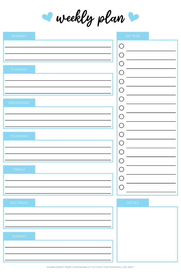 weekly schedule template