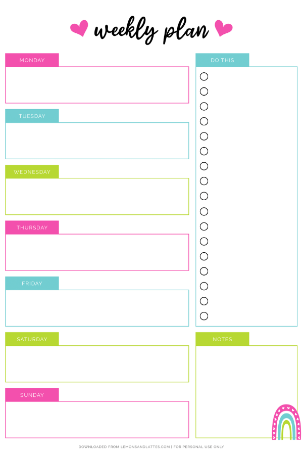 weekly schedule template
