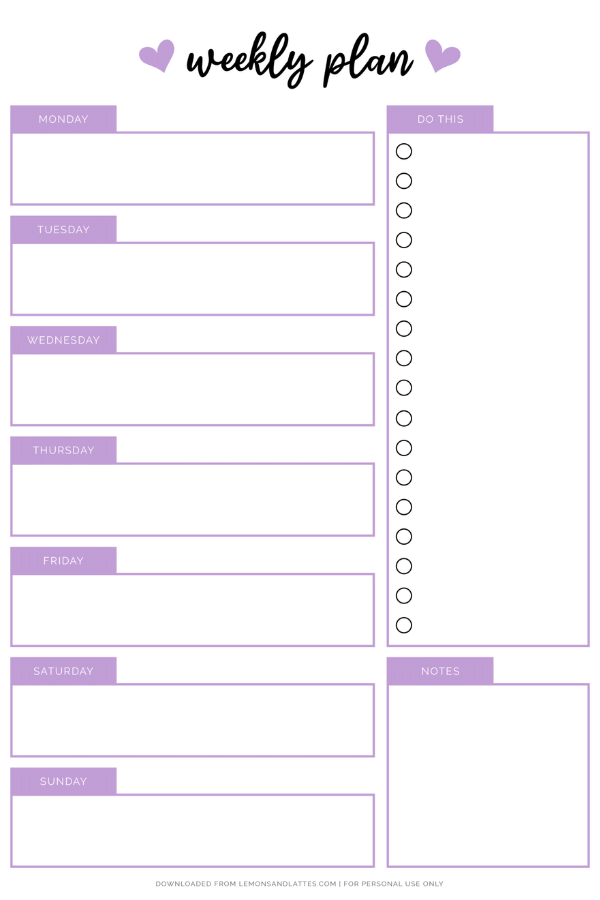 weekly schedule template