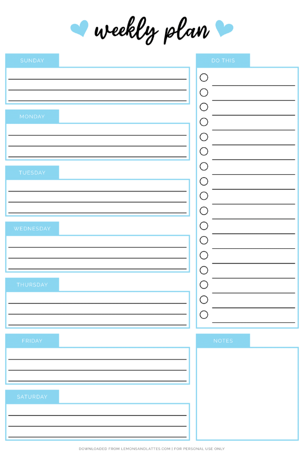 blue weekly planner with to-do list