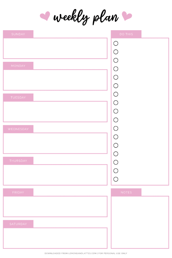 40 Free Girly and Cute Weekly Planner Printables to Get Organized