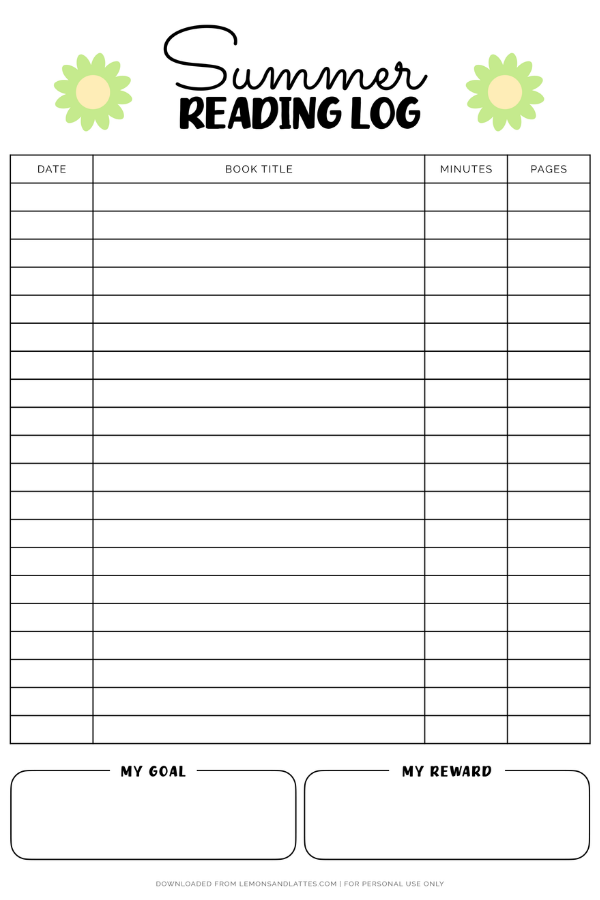 summer reading log