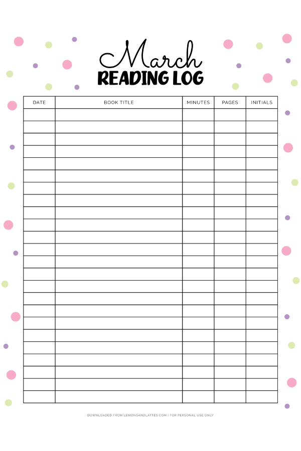 march reading log