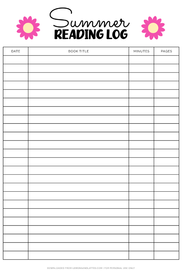 summer reading log