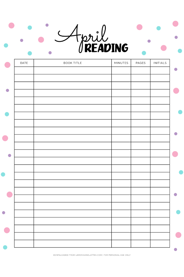 April reading log