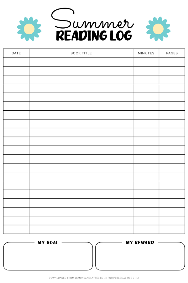summer reading log