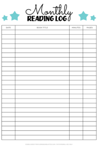 Cute Monthly Reading Logs (Free Printables)