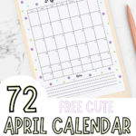 cute april calendar printable