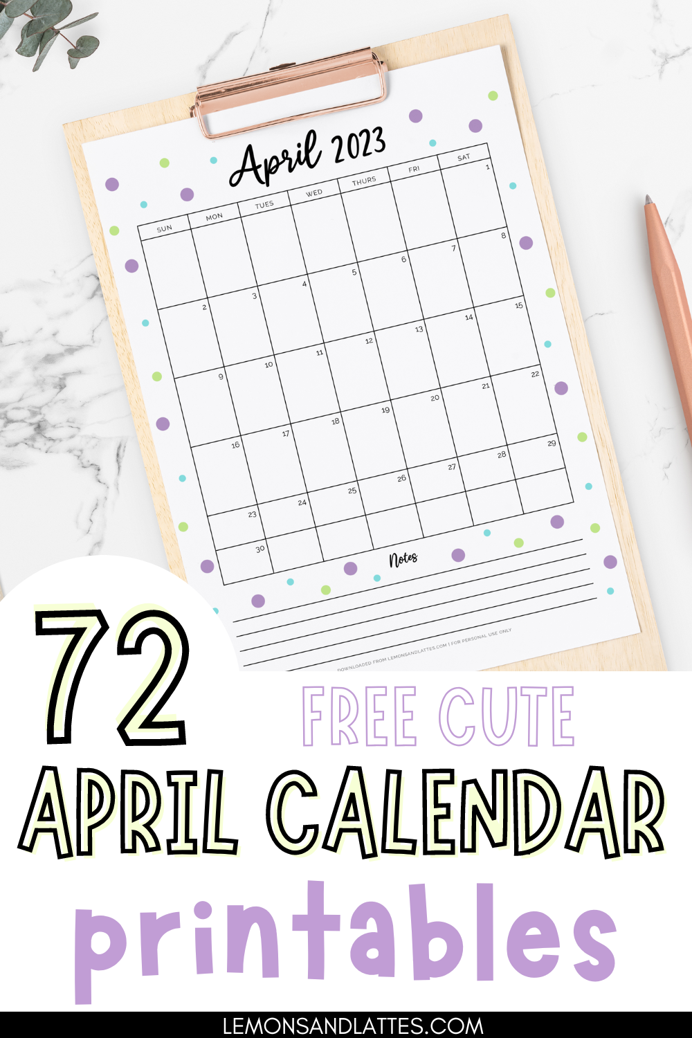 20 Cute Printable April 2024 Calendars