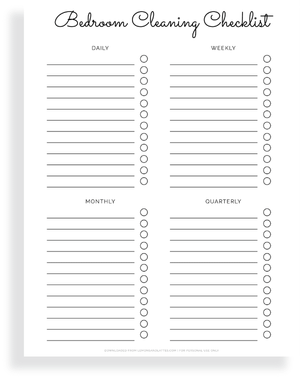 bedroom cleaning template