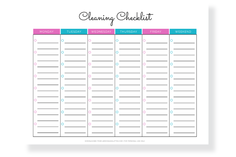 cleaning checklist template