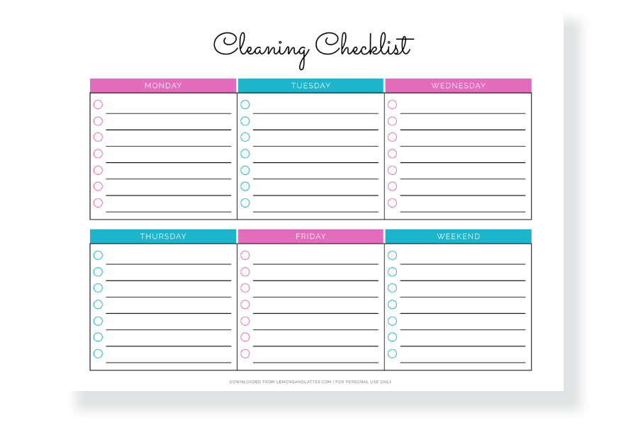 cleaning checklist template