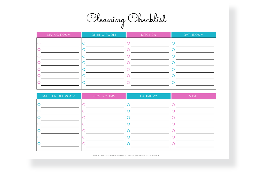 cleaning checklist template