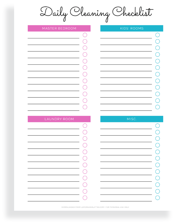 daily cleaning template