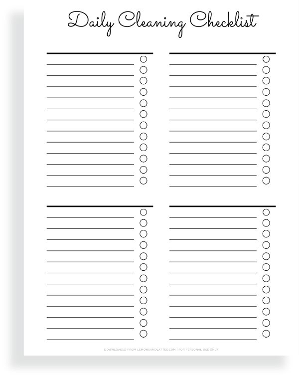 daily cleaning template