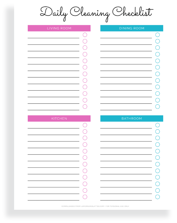 daily cleaning template