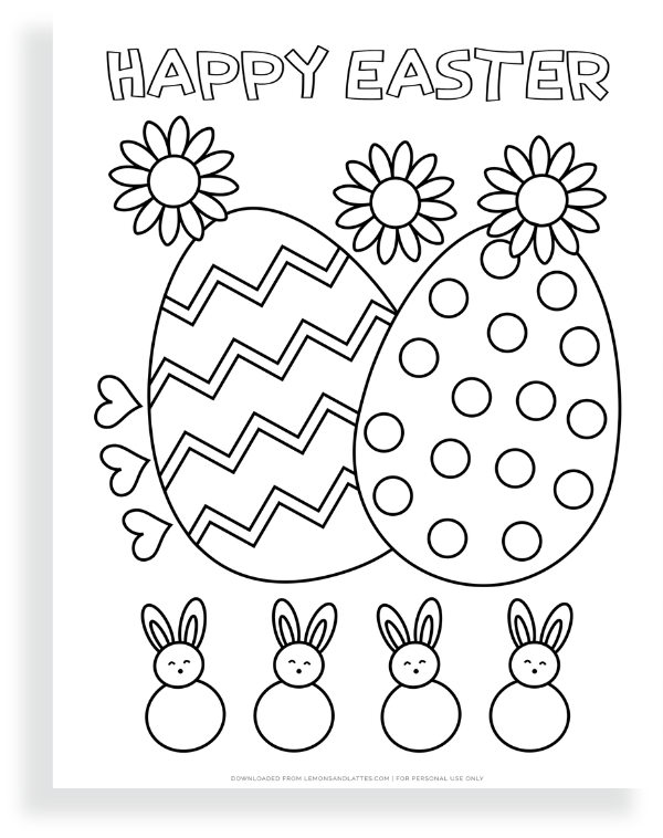 easter bunny with eggs coloring pages