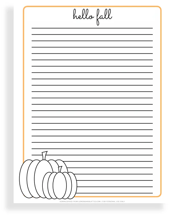 20 Free Fall Writing Paper Printables