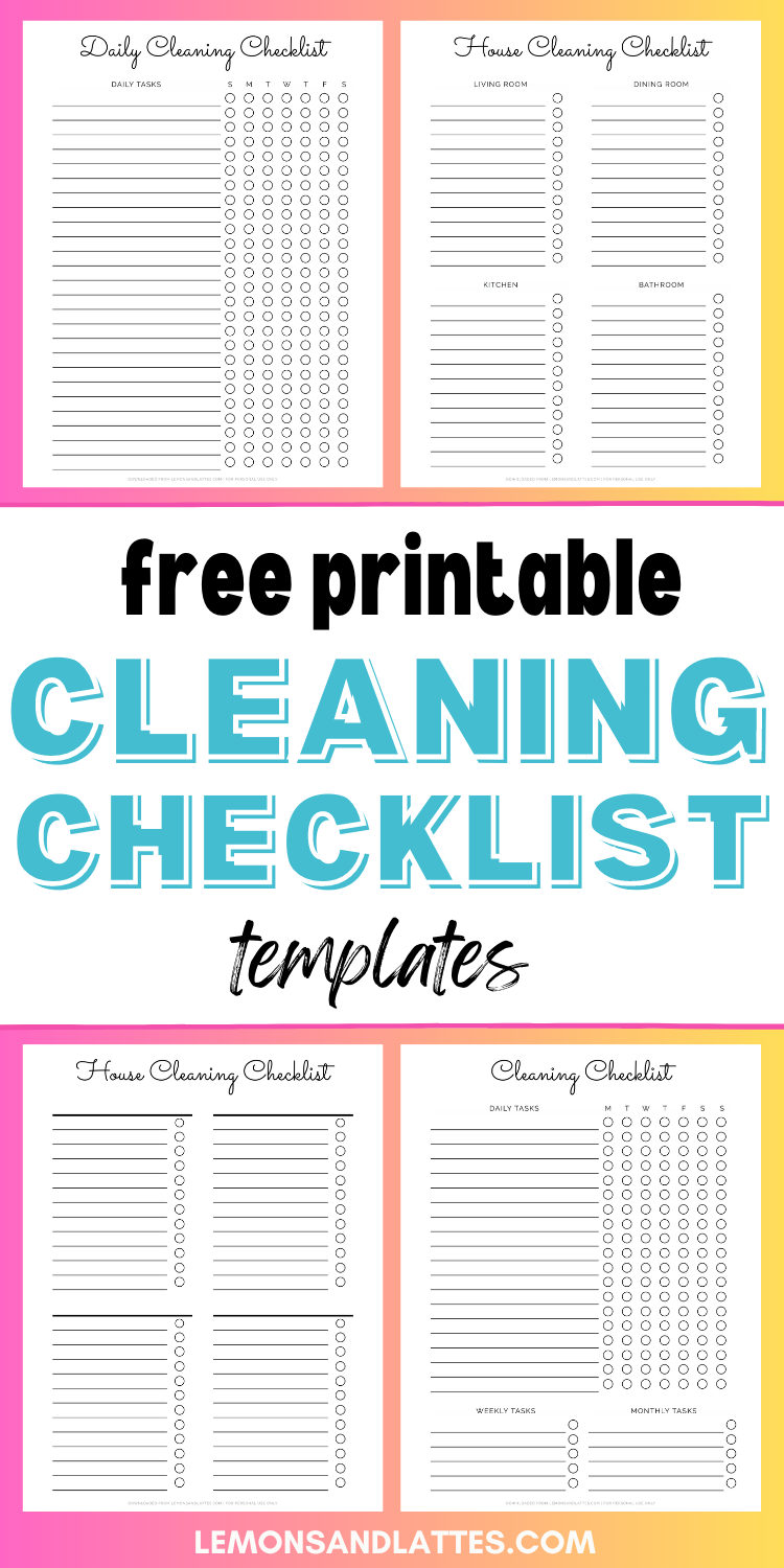 Blank Printable House Cleaning Checklists