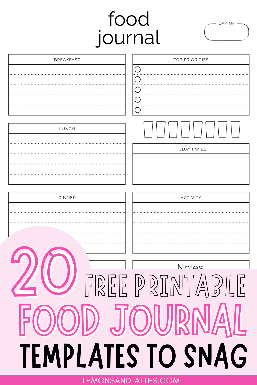 Cute Printable Food Diary Templates