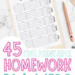 printable homework planner