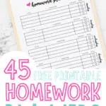 printable homework planner