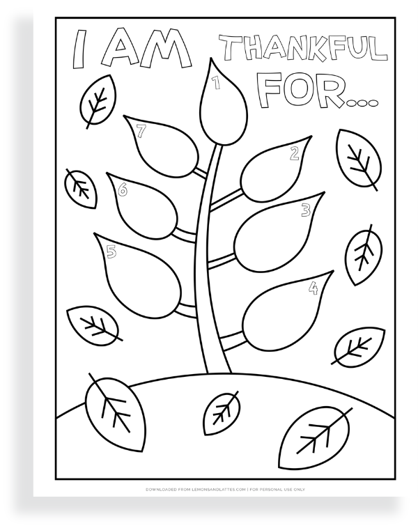 i am thankful for coloring page