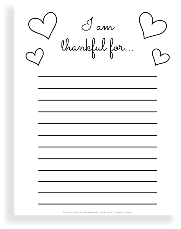 i am thankful for printable