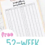 52-week savings challenge printable