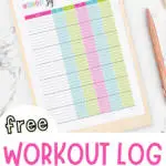 free workout log printables