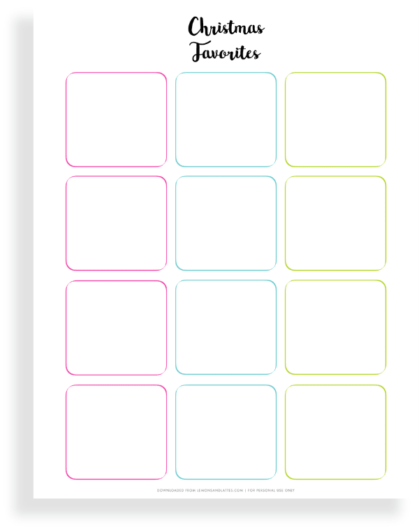 christmas favorites printable