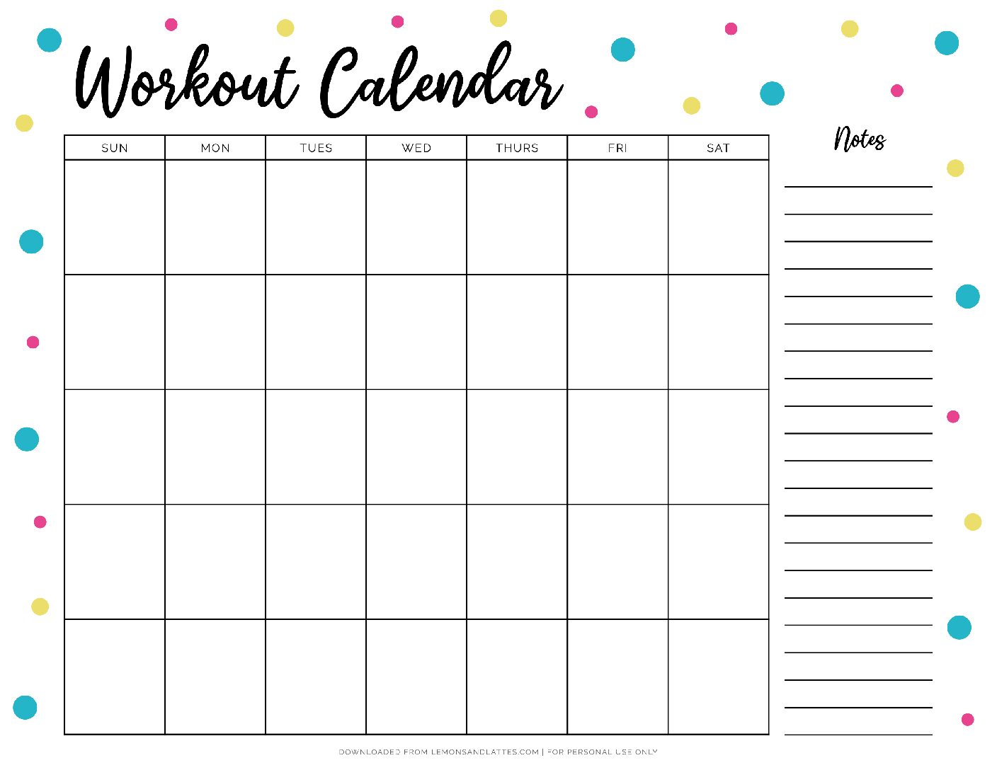 printableexercisecalendar41 Lemons & Lattes