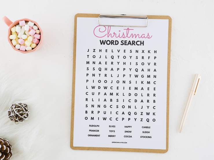 Printable Christmas Word Search Puzzles for Kids
