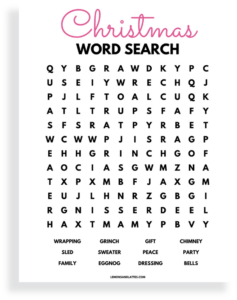 Printable Christmas Word Search Puzzles for Kids