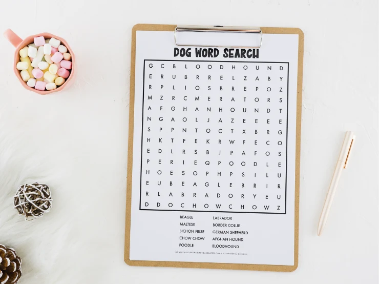 dog breed word search activities