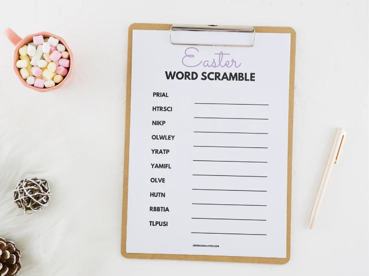 easter word scramble printables