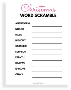 Christmas Word Scramble Printables