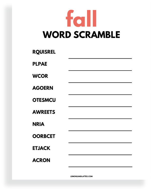 fall word activity