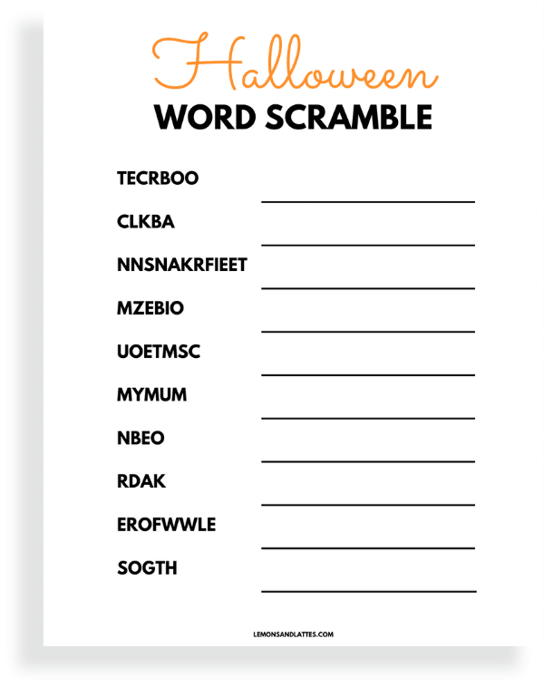 halloween word activity