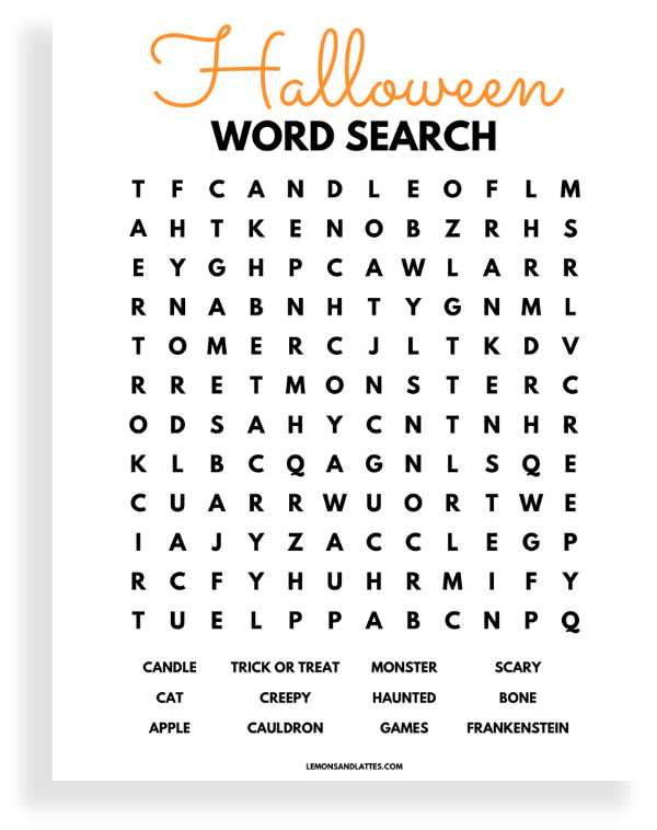 halloween word search free printable